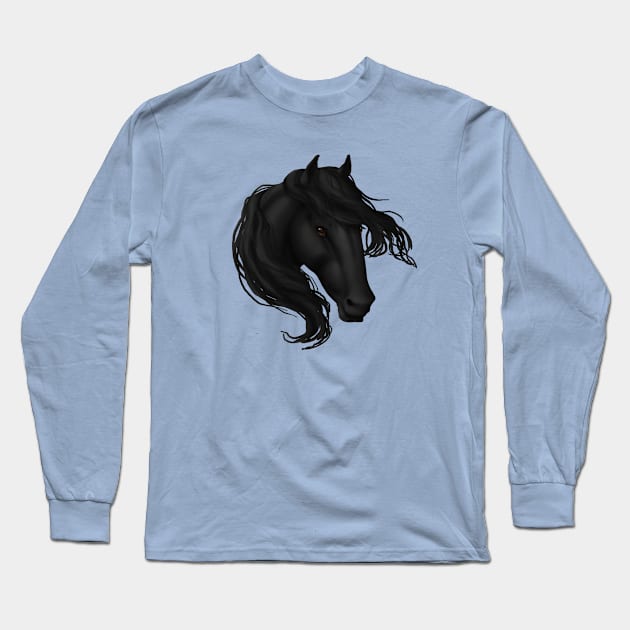 Horse Head - Black Long Sleeve T-Shirt by FalconArt